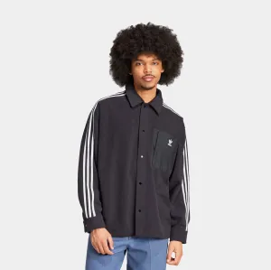 Adicolor Polar Fleece Mens Long Sleeve Shirt (Black/White)