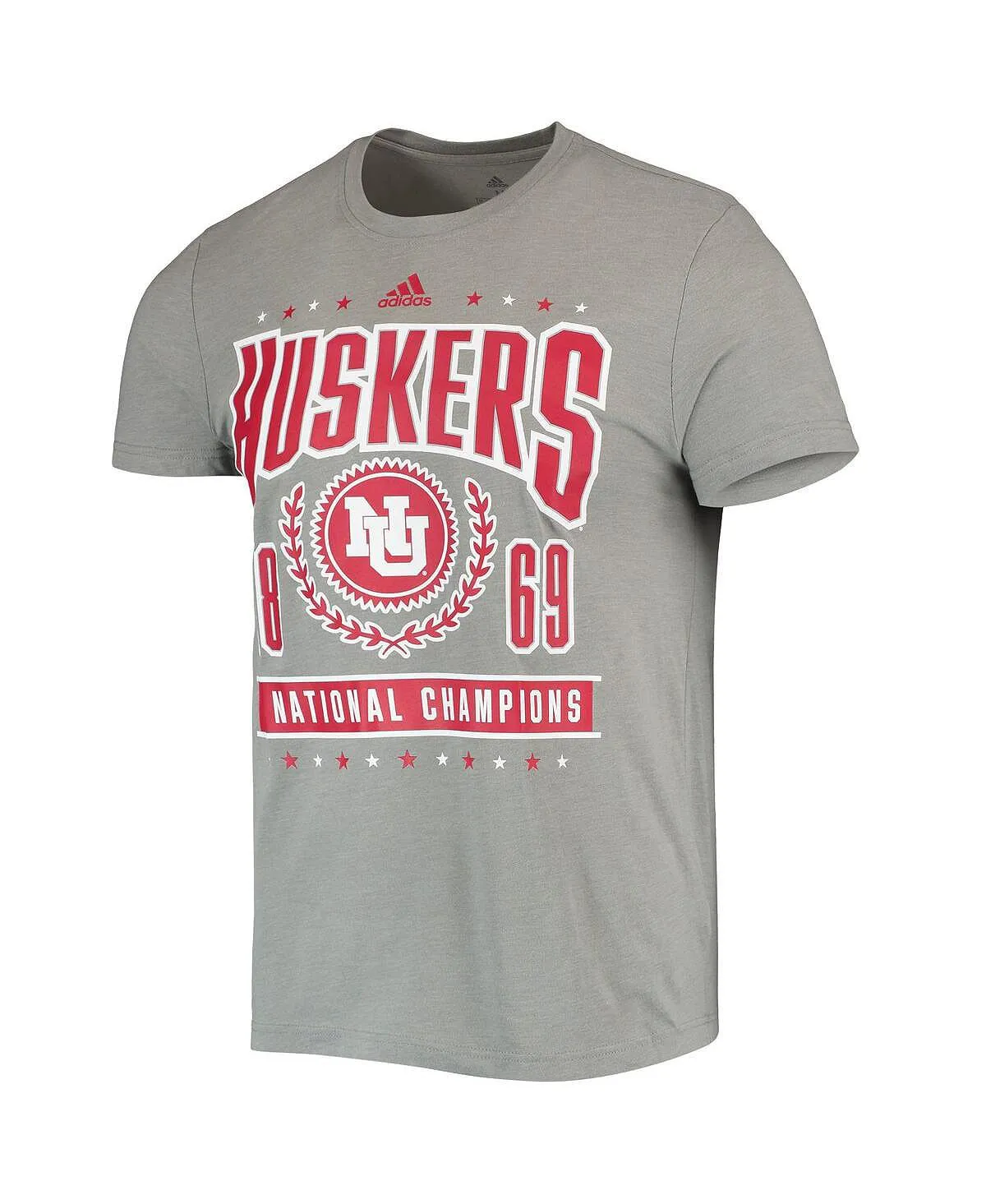 adidas Men's nebraska huskers reminisce reminisce tri-blend heather gray tee multi