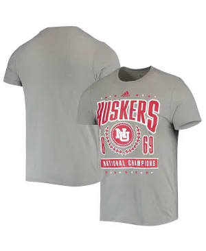 adidas Men's nebraska huskers reminisce reminisce tri-blend heather gray tee multi