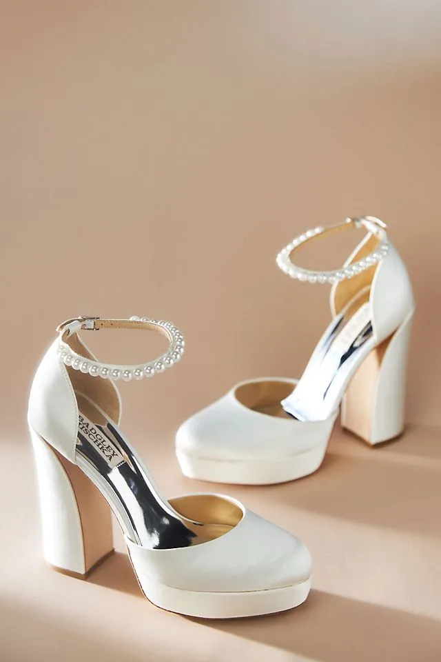 Badgley Mischka Felixa Ankle Strap Platform Shoes, White