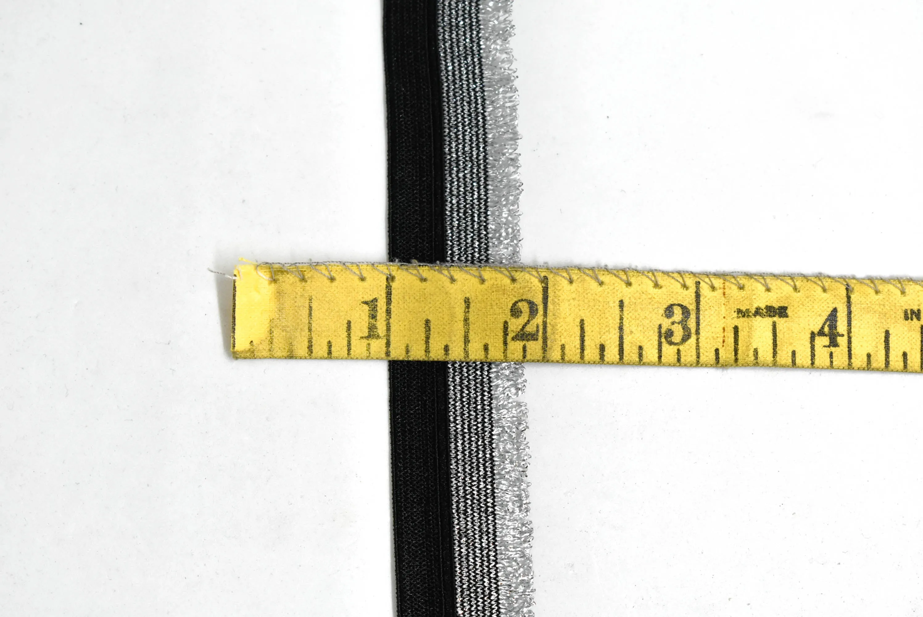 Black and Metallic Silver Striped Trim 0.88" - 1 Yard