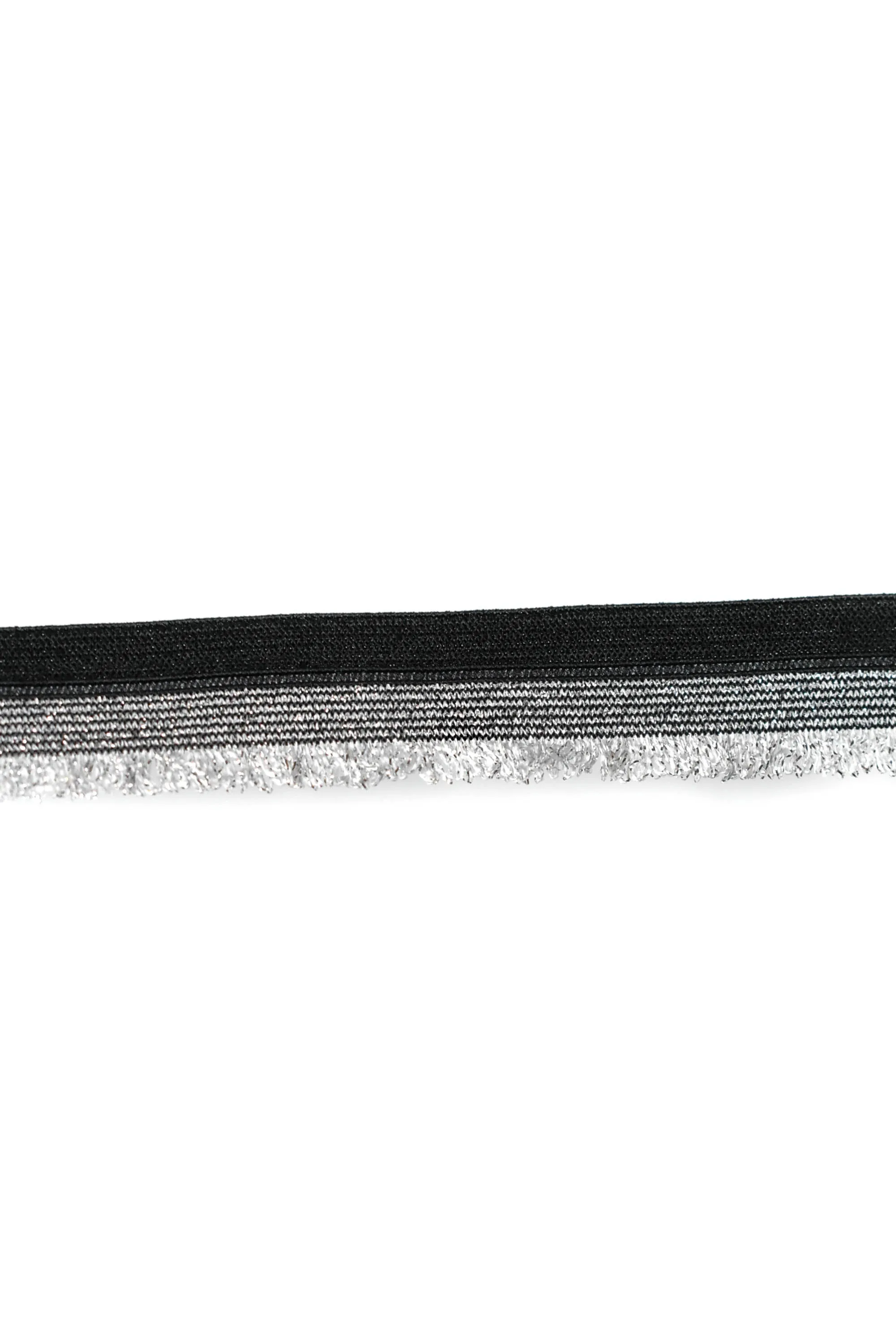 Black and Metallic Silver Striped Trim 0.88" - 1 Yard