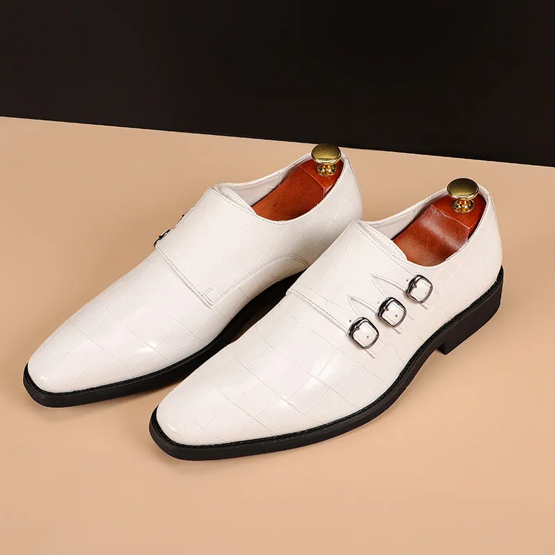 Caden | Exquisite Crocodile Leather Dress Shoes with Triple Buckles