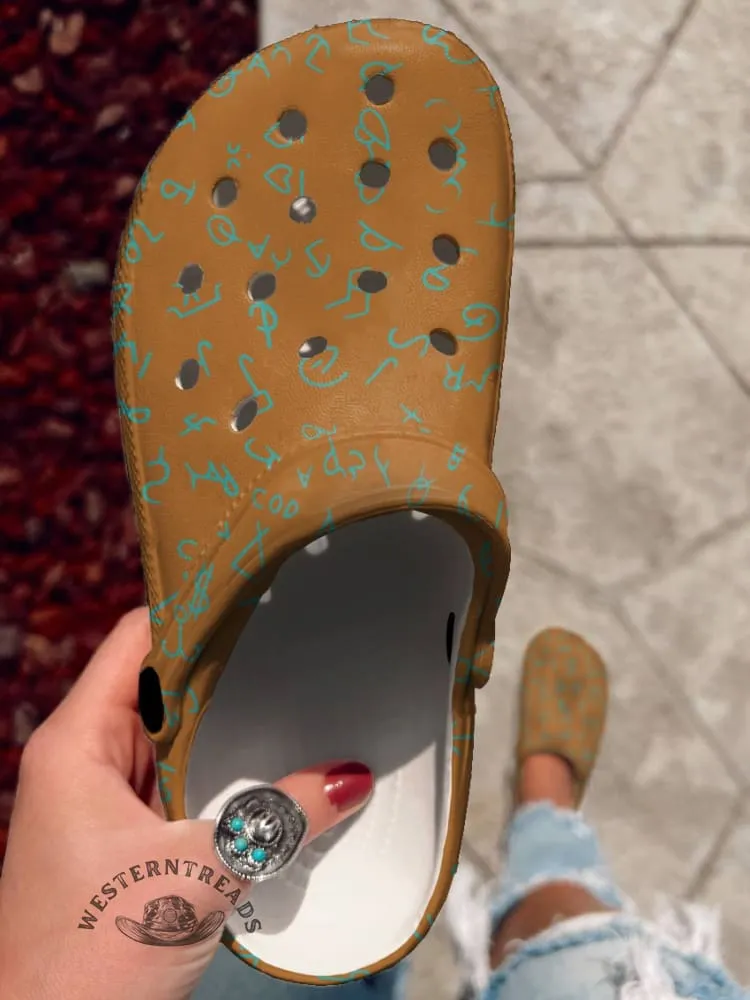 Cattle Brands Print Clogs
