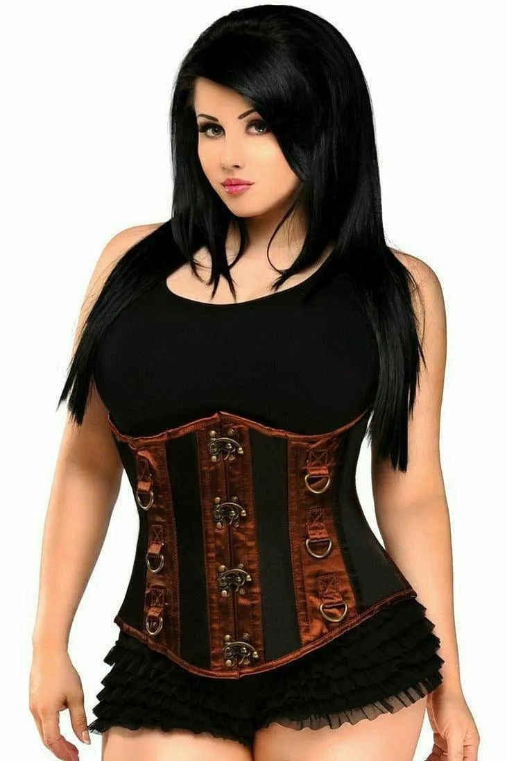 Daisy Corsets Top Drawer Black & Brown Steel Boned Underbust Corset