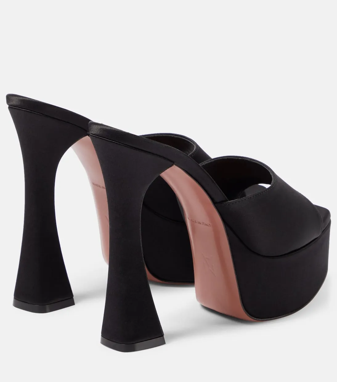 Dalida Amina Muaddi platform satin mules, black