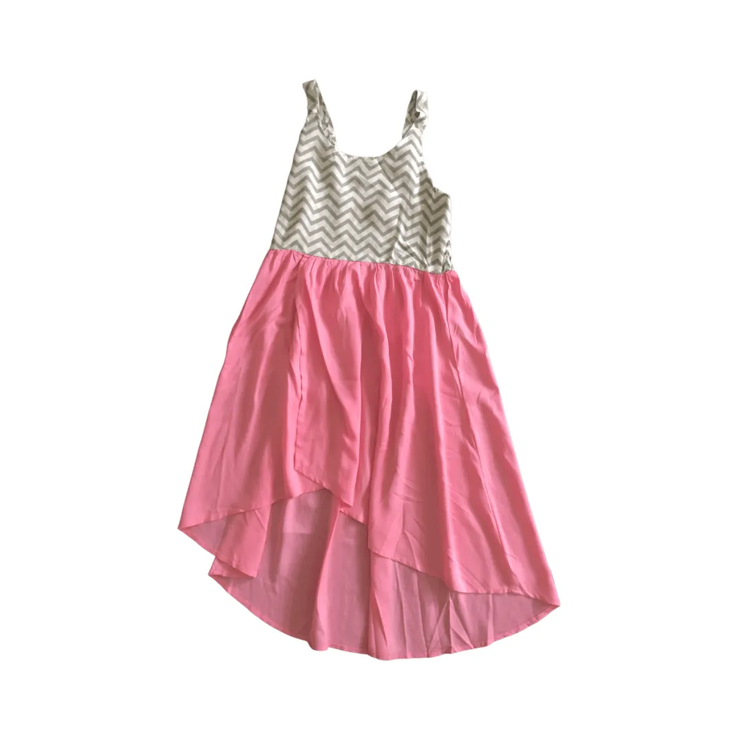 Daniela Dress in Pink Grey Chevron