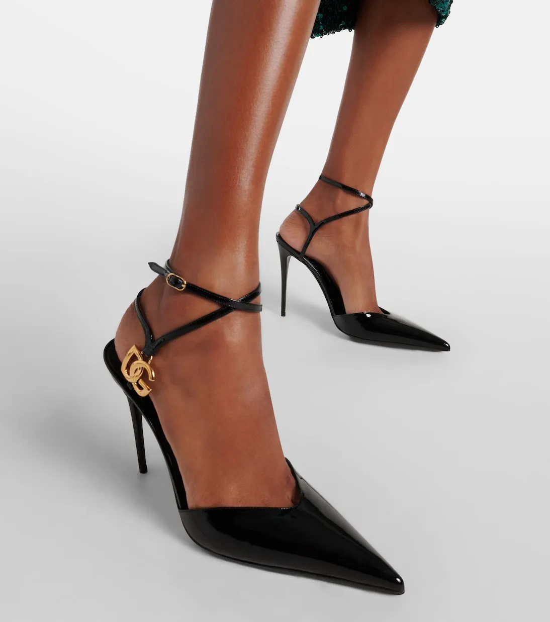 Dolce&Gabbana Patent Leather Slingback Shoes, Black