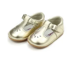 Dottie Scalloped T-Strap Mary Jane, Gold (Baby)