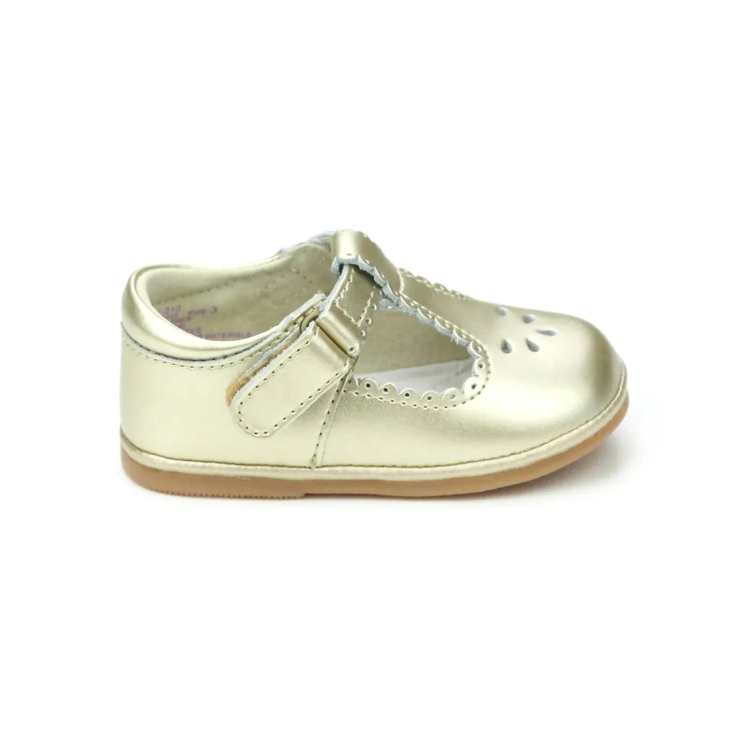 Dottie Scalloped T-Strap Mary Jane, Gold (Baby)