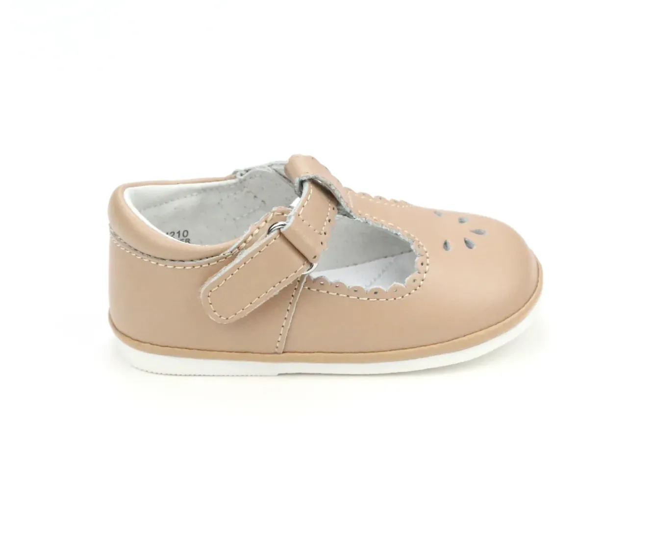 Dottie Scalloped T-Strap Mary Jane, Latte (Baby)