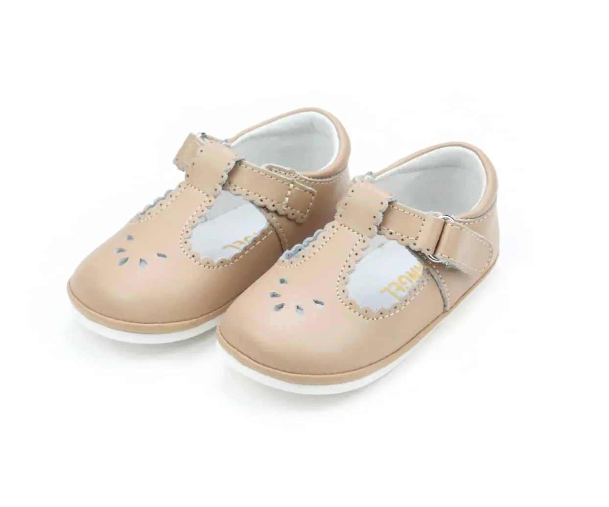 Dottie Scalloped T-Strap Mary Jane, Latte (Baby)