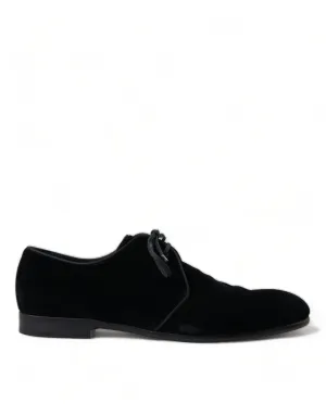 Elegant Black Velvet Derby Dress Shoes