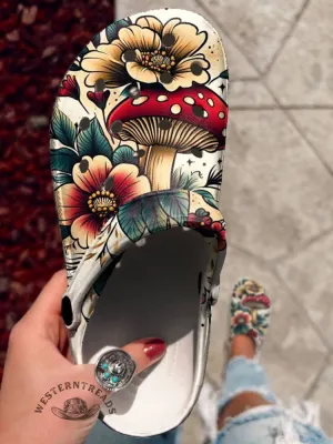 Flower & Mushrooms Hole Slippers