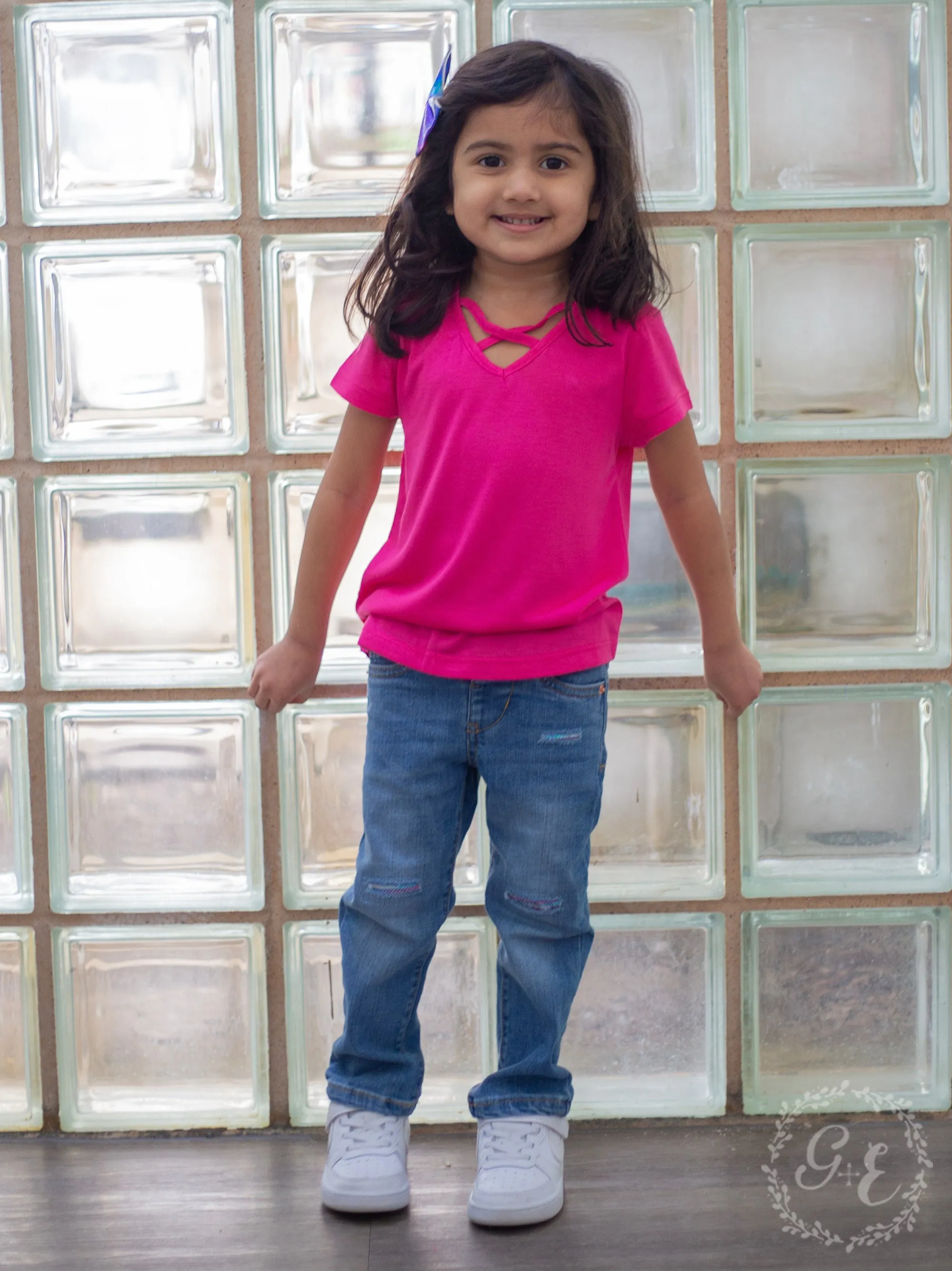 Girls' Bestie Tee, Hot Pink