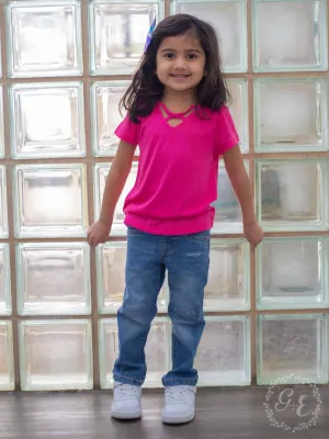 Girls' Bestie Tee, Hot Pink