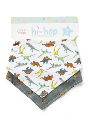 Hi hop 2pk Reversible Dino Dribble Bibs
