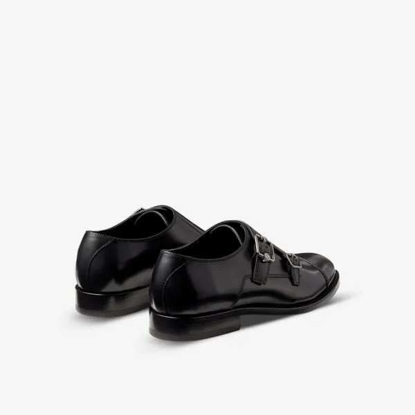 Jimmy Choo Leather Double Monks, Black