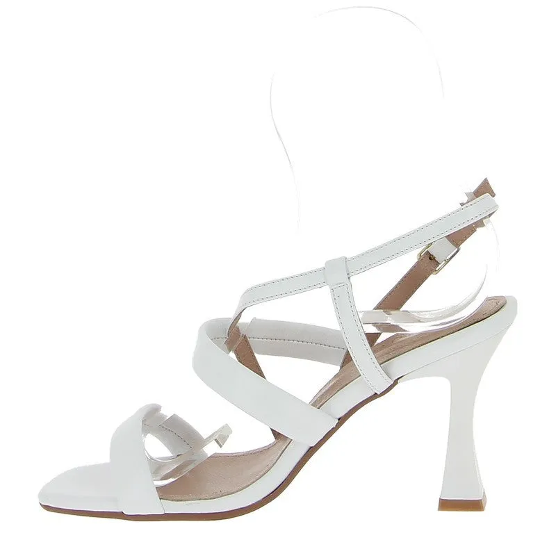 Marco Dalessi 7076 White Heeled Sandal