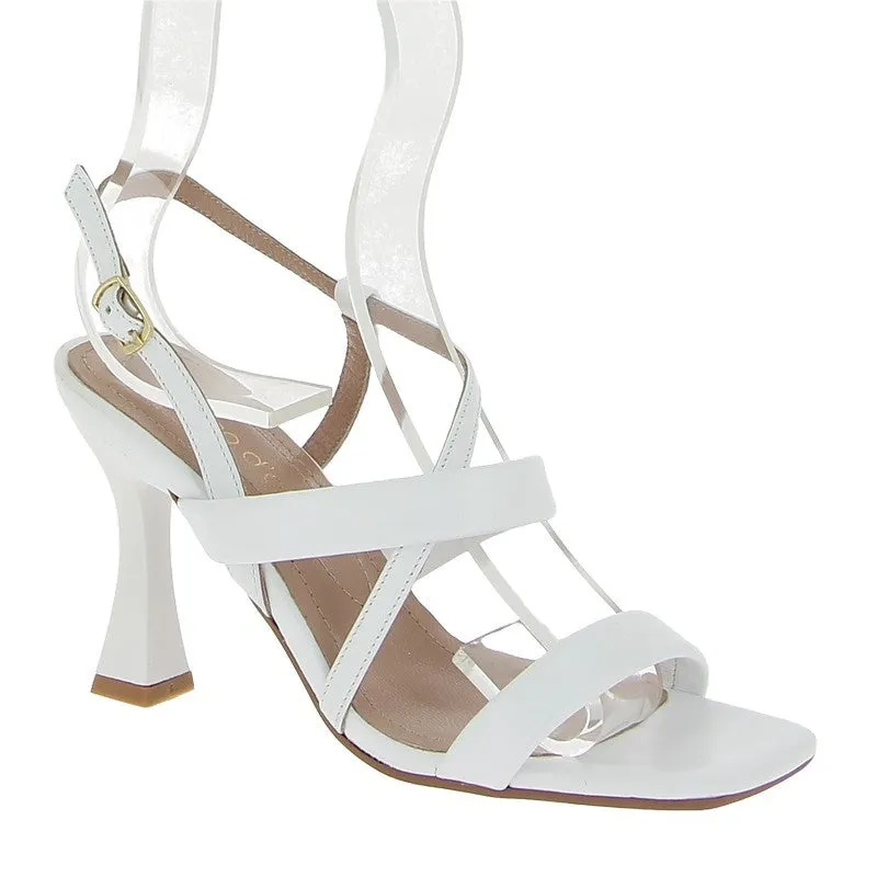 Marco Dalessi 7076 White Heeled Sandal