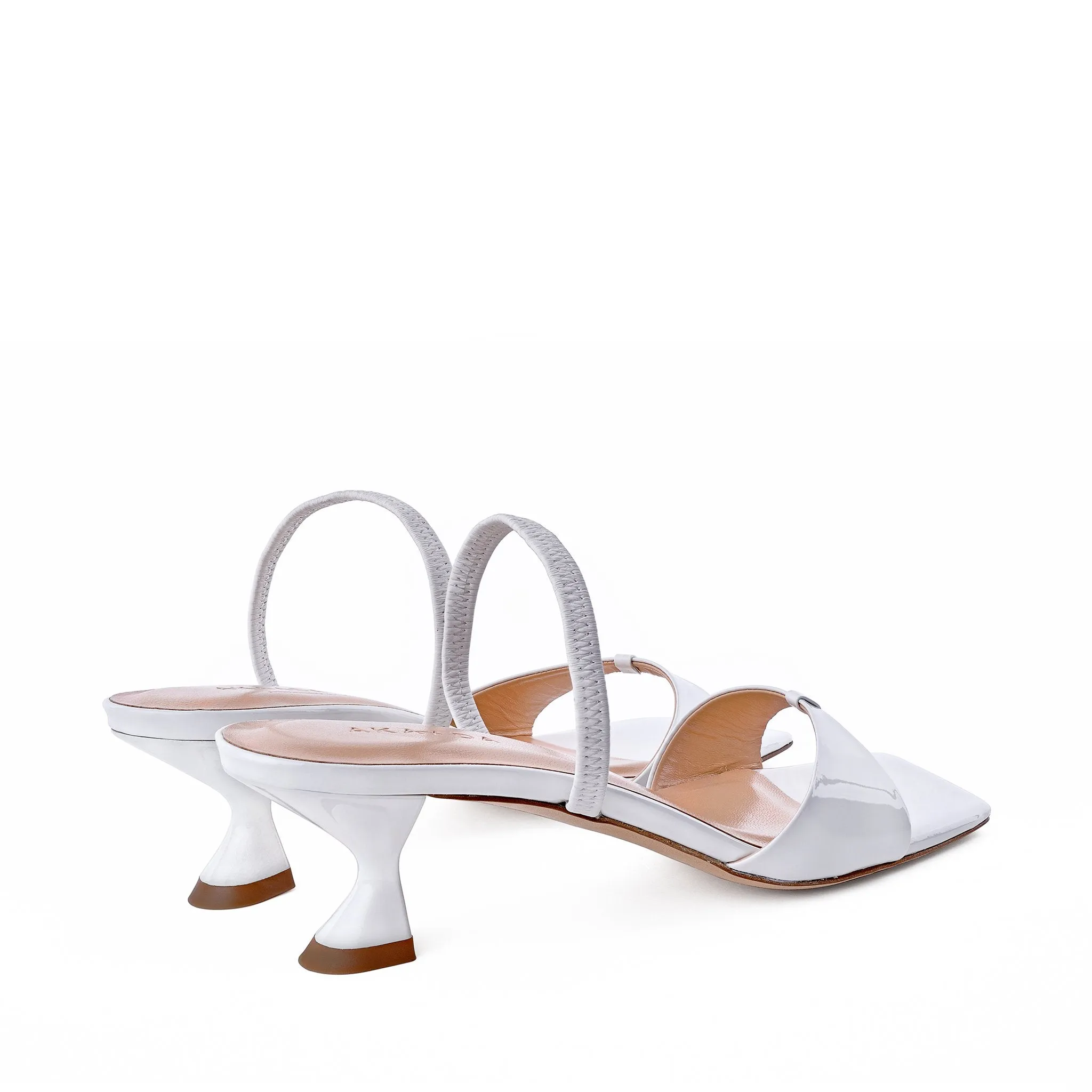 Sayuri White Patent Leather Sandals