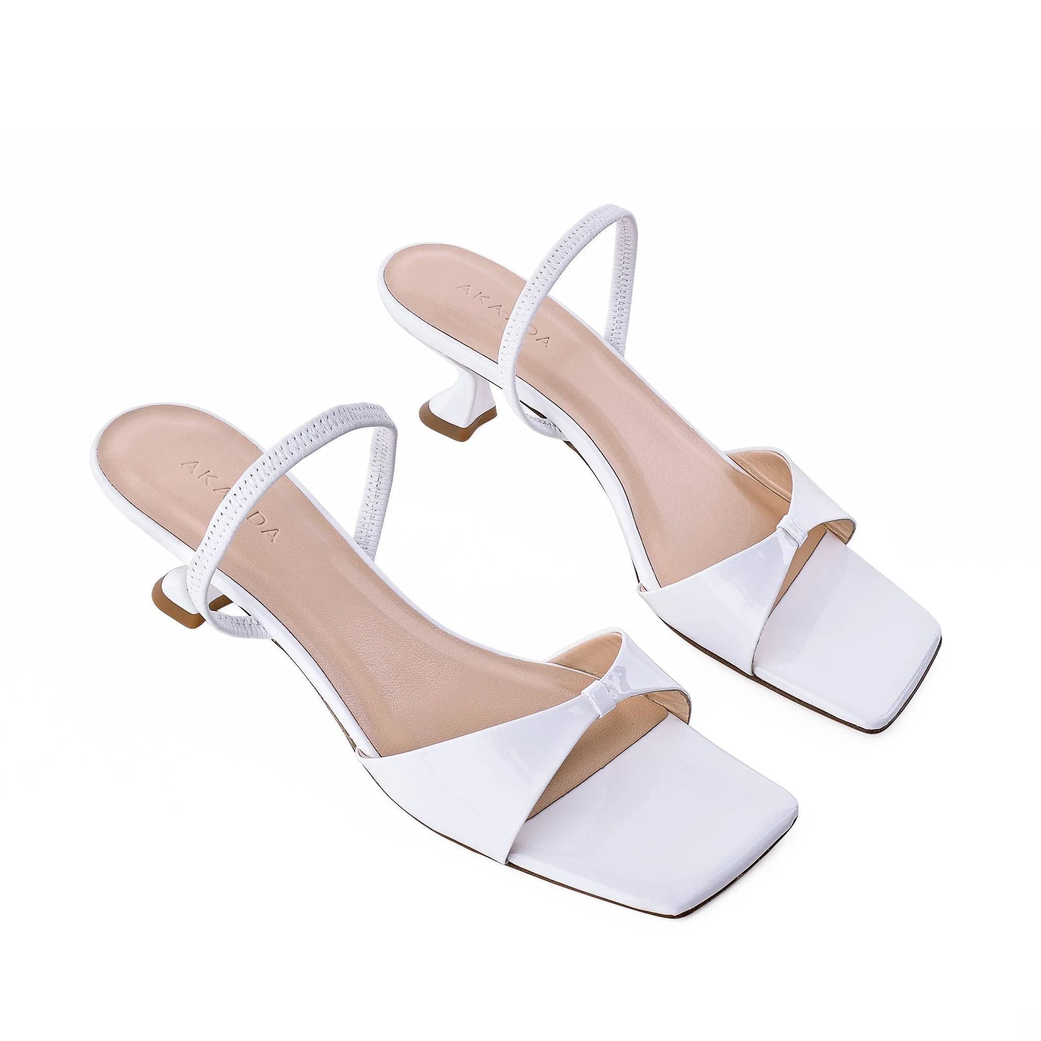 Sayuri White Patent Leather Sandals