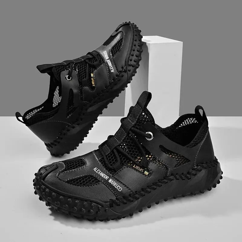 Size 38-46 Hot Sale Genuine Leather Men Shoes Summer New Anti-Skidding Fashion Wear Resistant Men Casual Mesh Shoes
