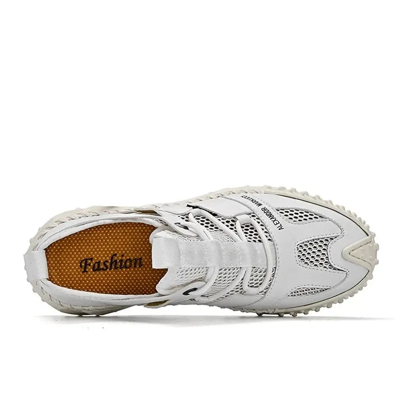 Size 38-46 Hot Sale Genuine Leather Men Shoes Summer New Anti-Skidding Fashion Wear Resistant Men Casual Mesh Shoes