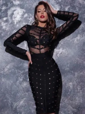 Trendy Black Mesh Bandage Dress Trendy Black Mesh Bandage Dress