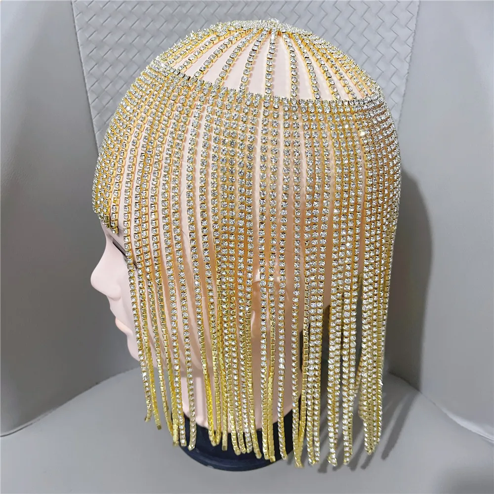 Trendy Full Rhinestone Tassel Wig