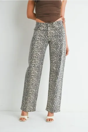 Trendy Leopard Denim Jeans