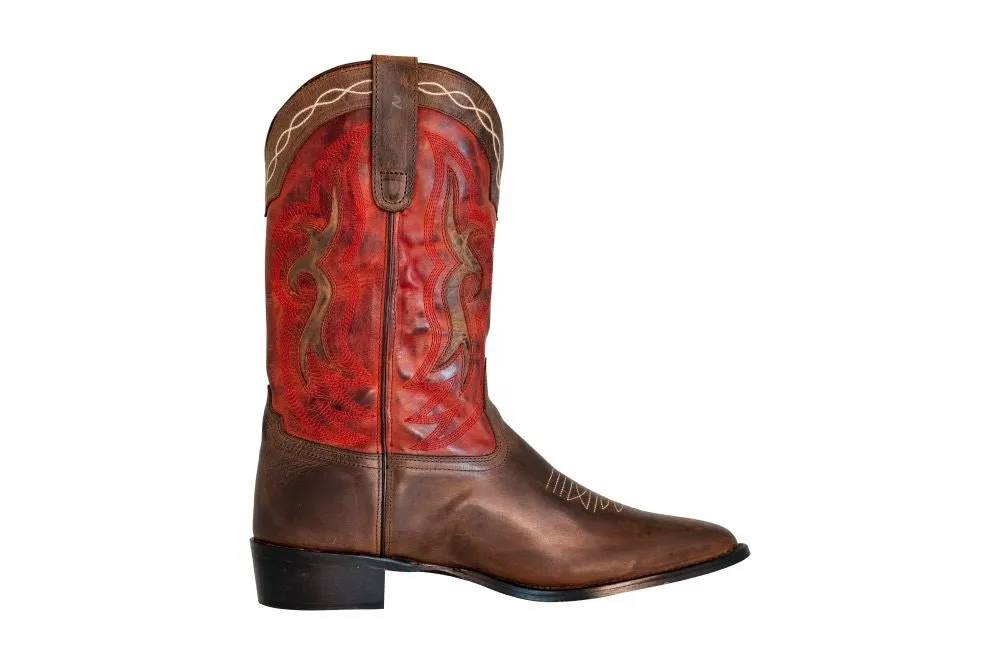 TuffRider Men's Mammoth Leather Distressed & Embroidered Square Toe Western Boots