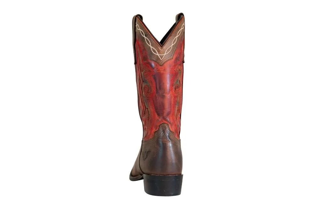 TuffRider Men's Mammoth Leather Distressed & Embroidered Square Toe Western Boots