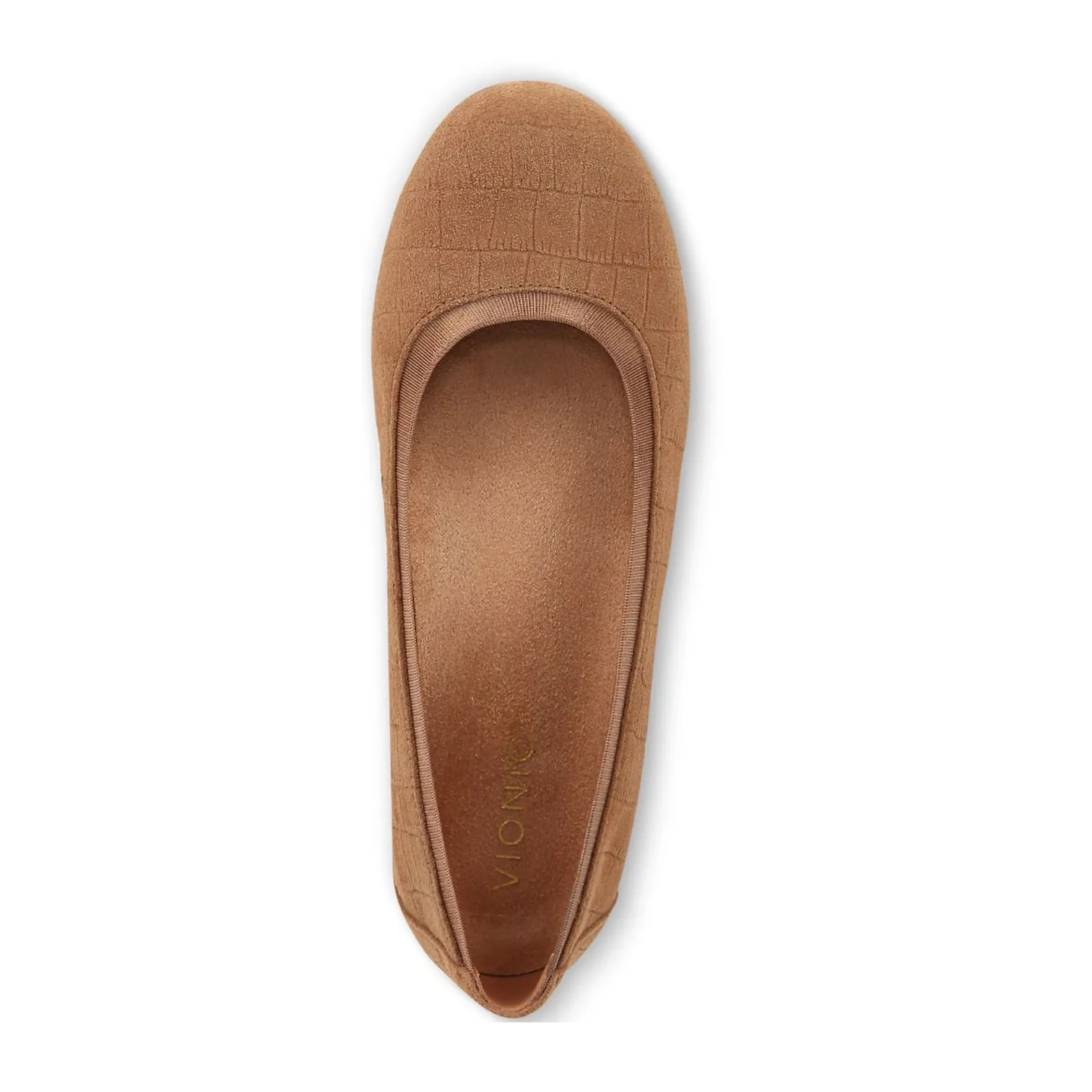 Vionic Anita Flat (Women) - Tan Croc Embossed Suede