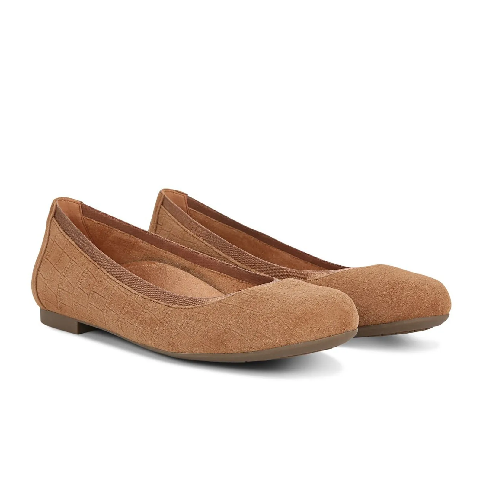 Vionic Anita Flat (Women) - Tan Croc Embossed Suede