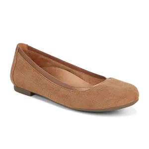 Vionic Anita Flat (Women) - Tan Croc Embossed Suede